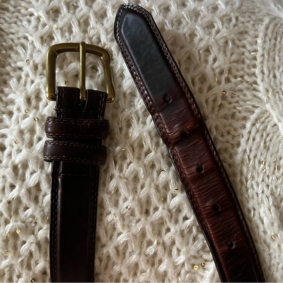 Vintage BROWN Genuine LEATHER OIL TANNED COWHIDE Belt With SOLID BRASS BELT 38 - Picture 5 of 9